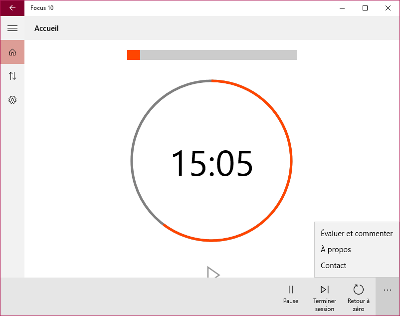 L'application Focus 10 pour Windows 10 utilise la méthode Pomodoro pour minuter le travail.